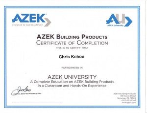 Certificate from Azek
