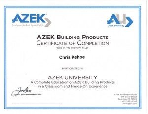 Certificate from Azek