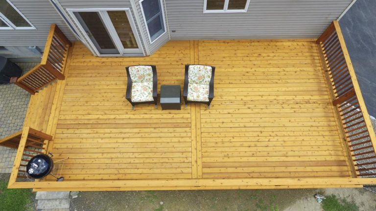 Aerial view of cedar deck