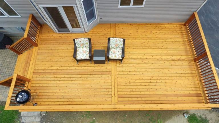 Aerial view of cedar deck