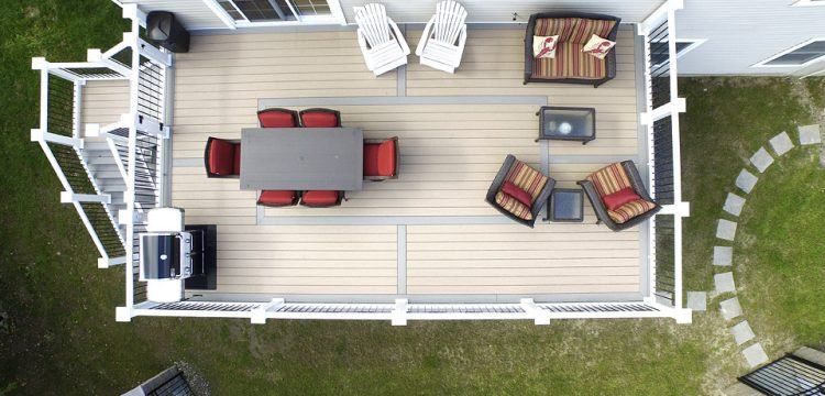 View of deck from above shows use of space with furnature