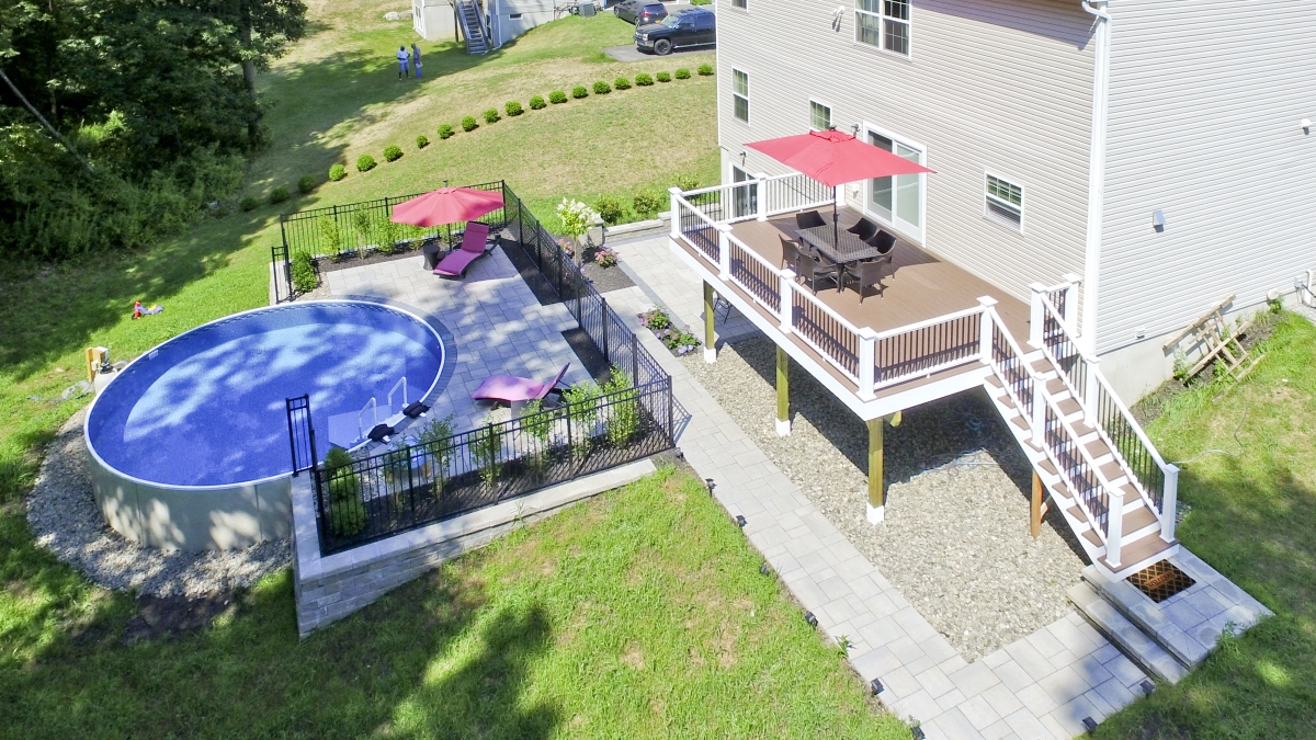Second Story Deck with Above Ground Pool
