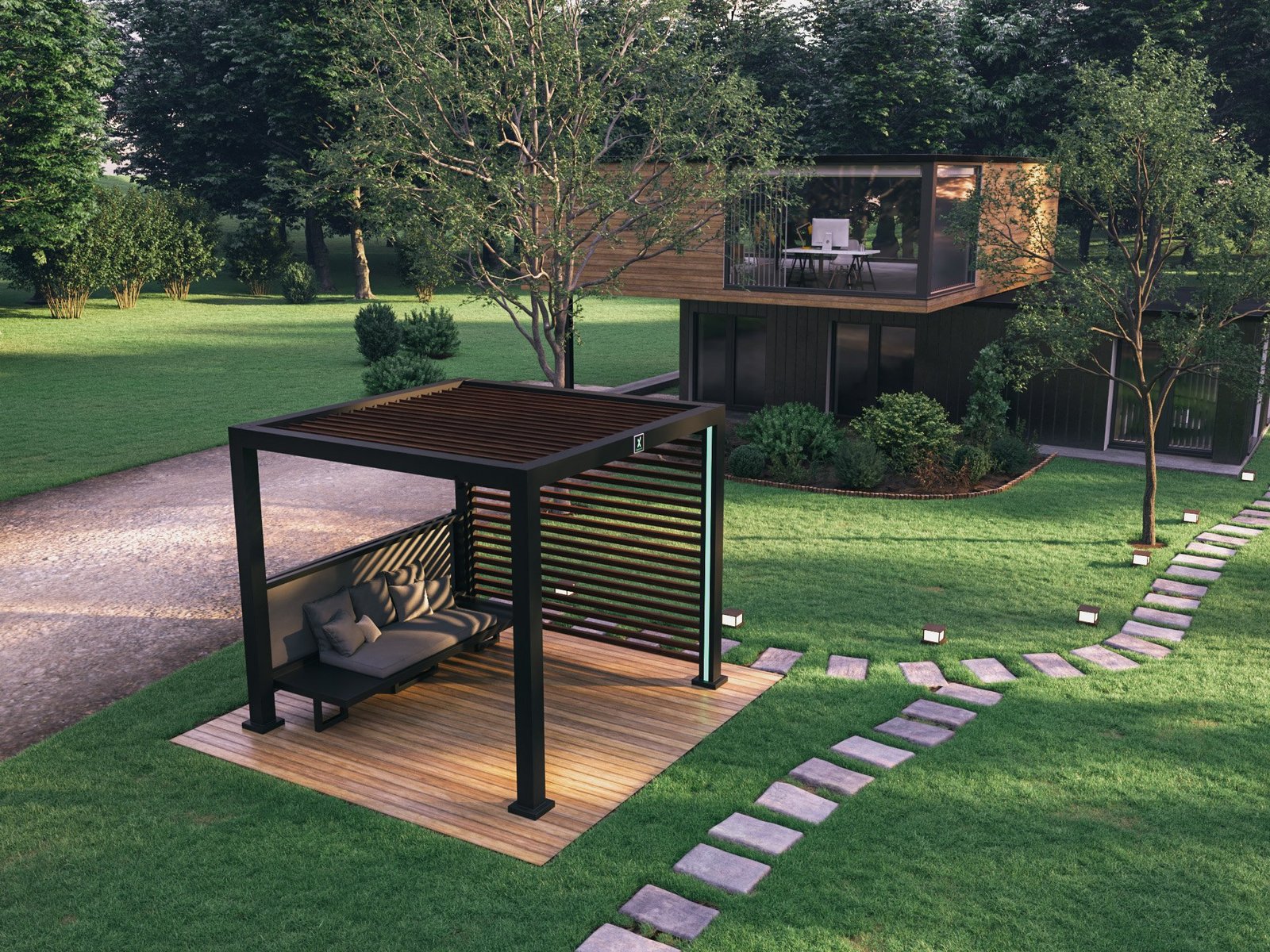 small pergola x with privacy screens